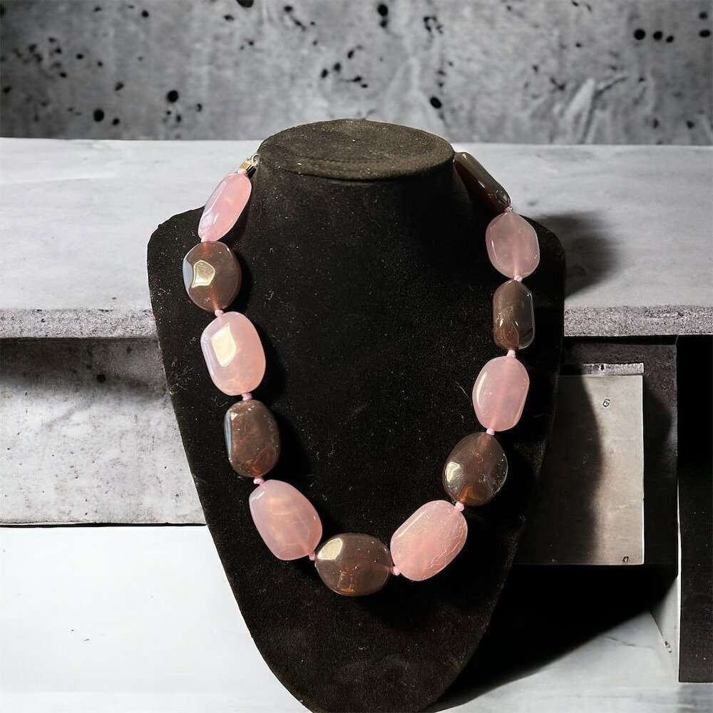 Rose and‎ Purple Faceted Statement Necklace Love Elegance Romance